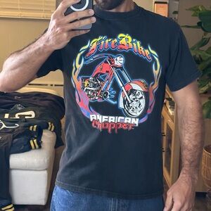 Vtg American Chopper T-Shirt Mens Size S/M Y2K Fire Bike Motorcycle Biker